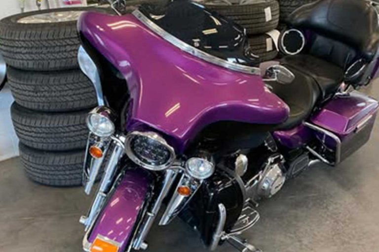 All About Autosports completed purple motorbike